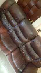 Brown Leather Sofa/Couch plus 2 recliners